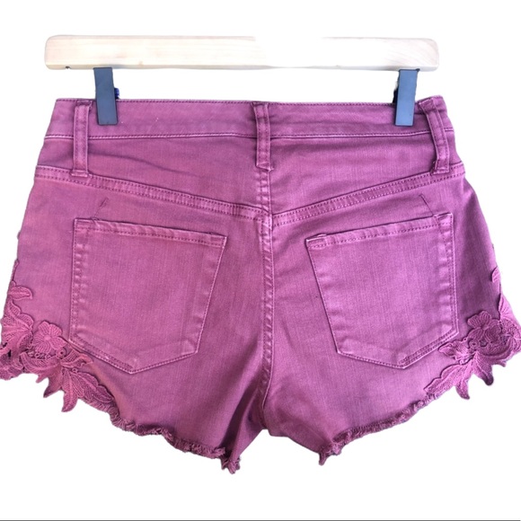 Mossimo Raspberry Floral Lace Shorts high waist - Picture 2 of 8